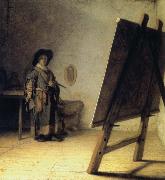 REMBRANDT Harmenszoon van Rijn A Young Painter in His Studio oil painting on canvas